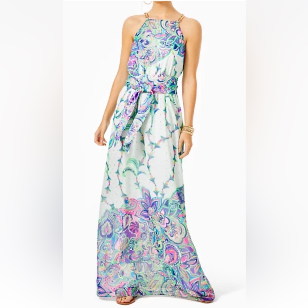 Lilly Pulitzer Tiera Multi Best Kept Secret Engineered Maxi Dress Size X-Large